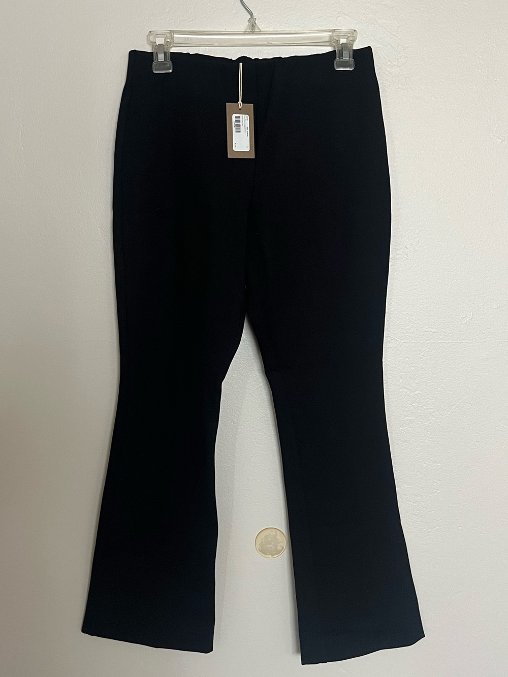 NWT Ann Mashburn Faye Flare Cropped Pant Black Ponte Knit Pull-On Size S